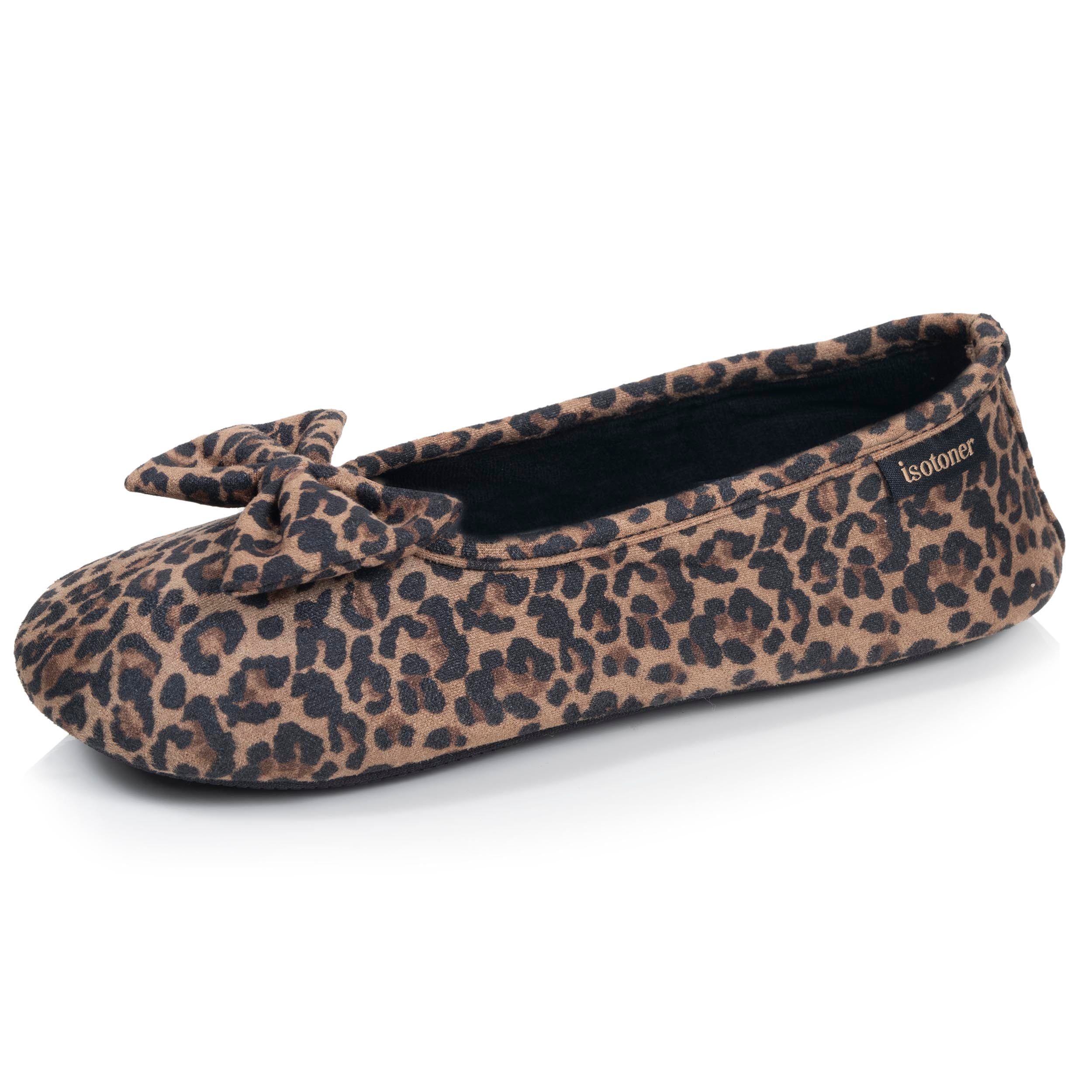 isotoner-chaussons-ballerines-femme-l-opard-fonc-2 image 1