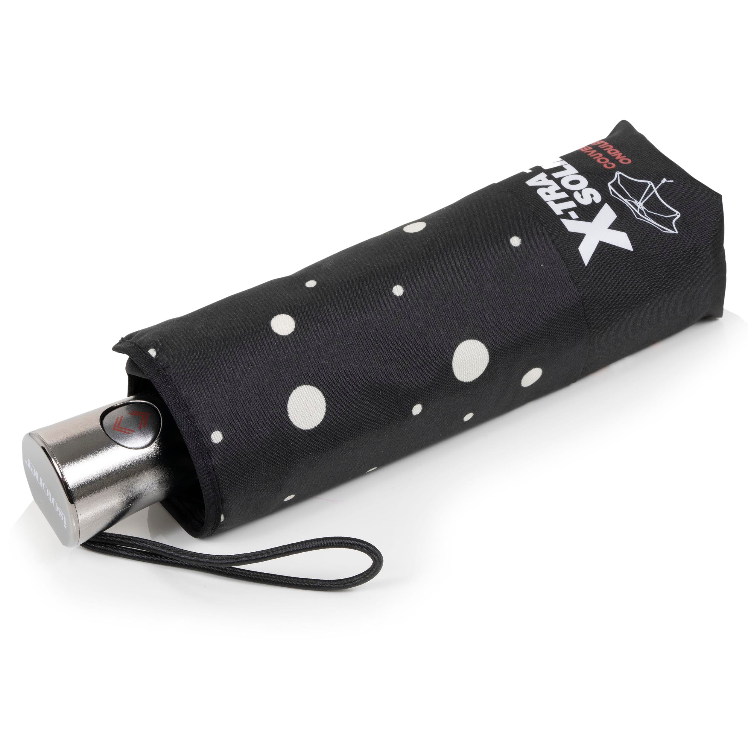 isotoner-x-tra-solide-parapluie-23-cm-pois-noir-jaune-automatique image 1