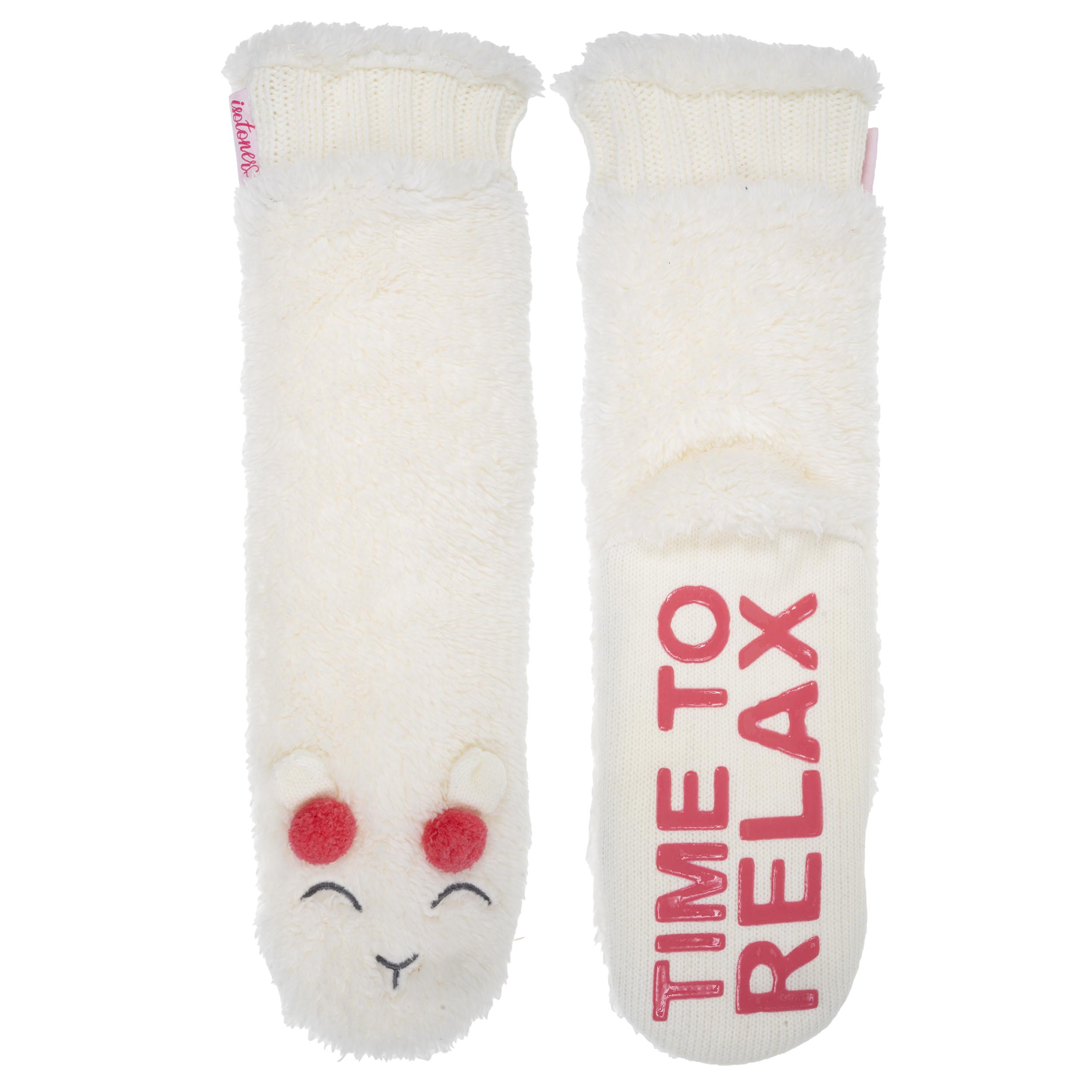 isotoner-chaussettes-fourr-es-sherpa-lama-femme-ivoire image 2