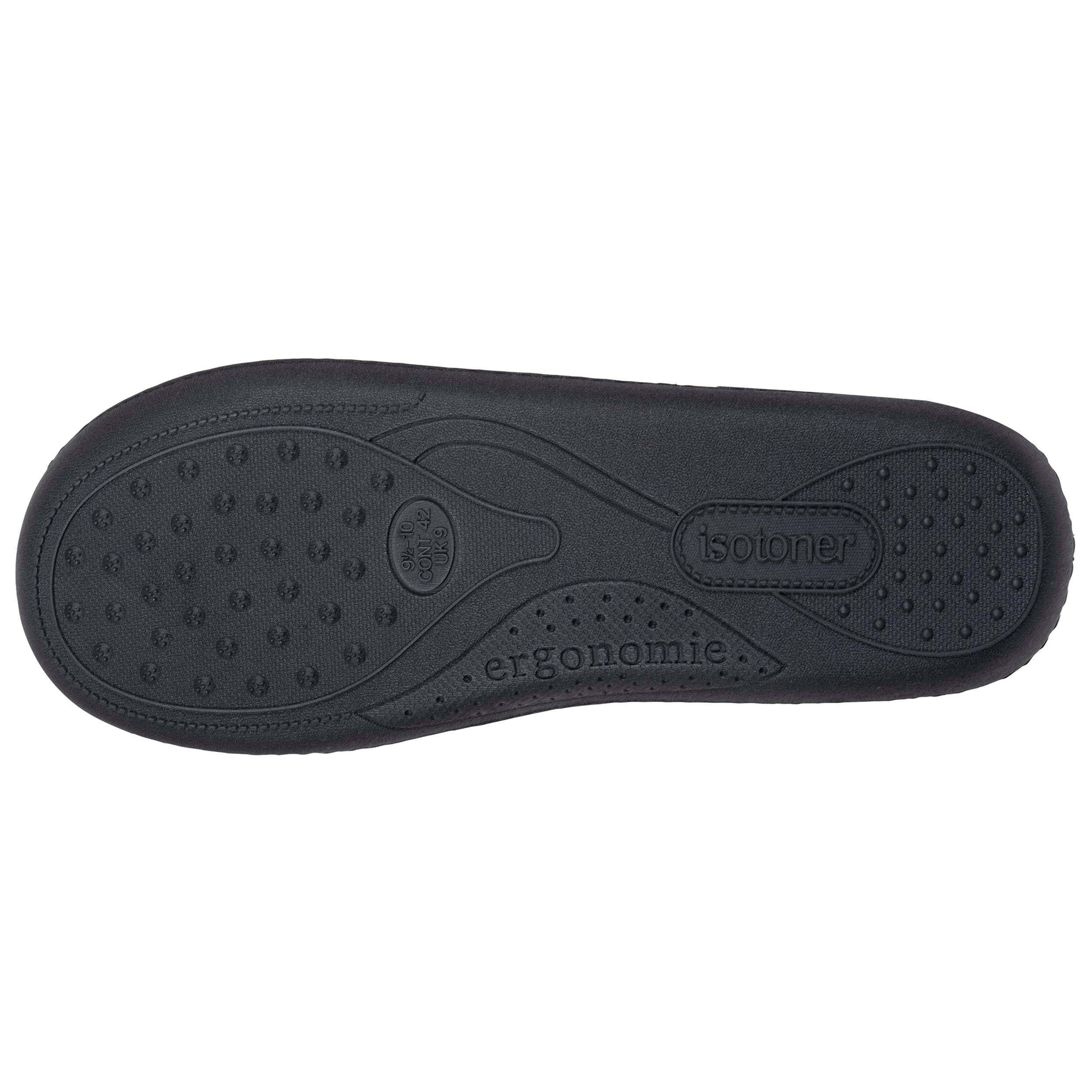 isotoner-chaussons-charentaises-homme-noir-gris-m-moire-de-forme image 4