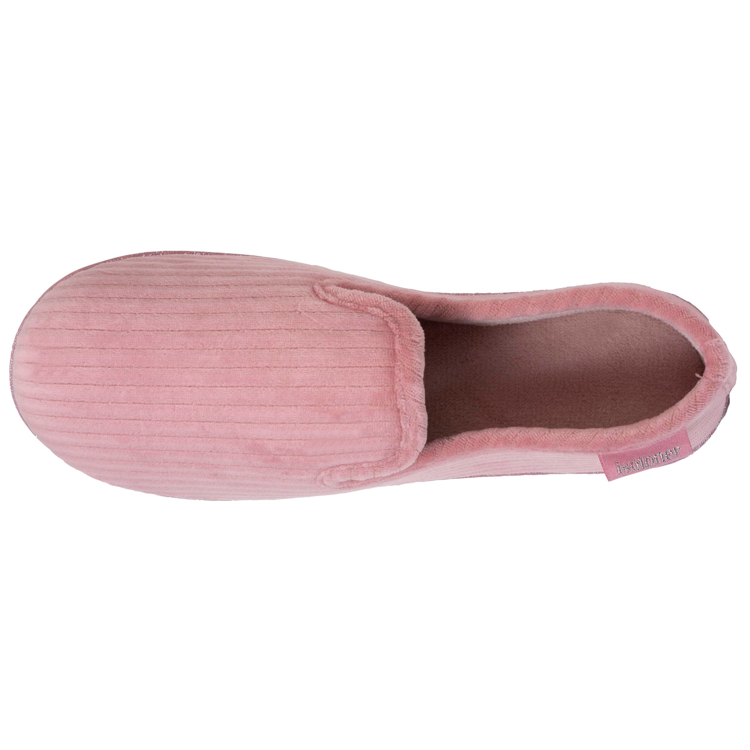 isotoner-charentaises-femme-rose-paillet-velours image 2
