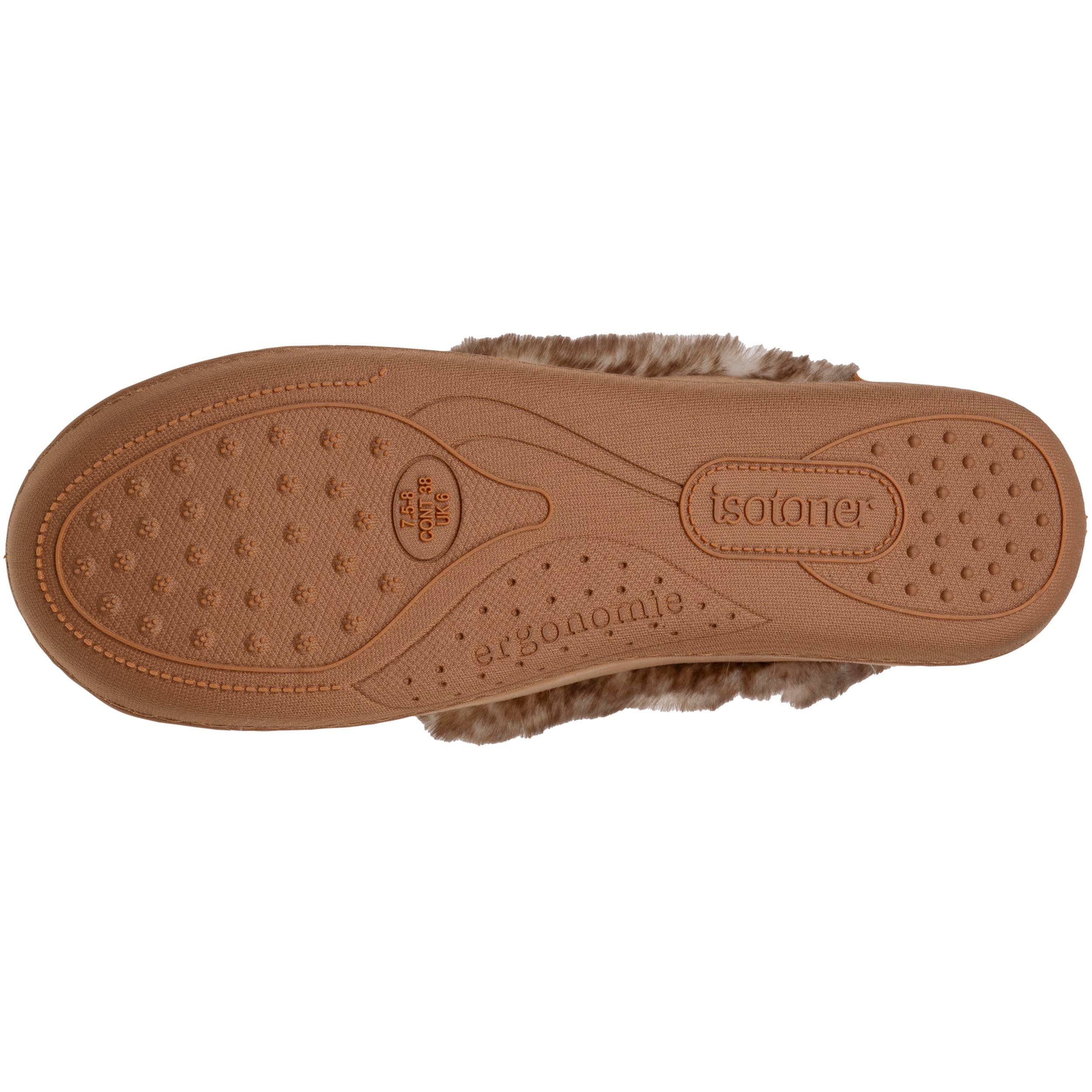 isotoner-chaussons-charentaises-femme-taupe-fourrure image 5