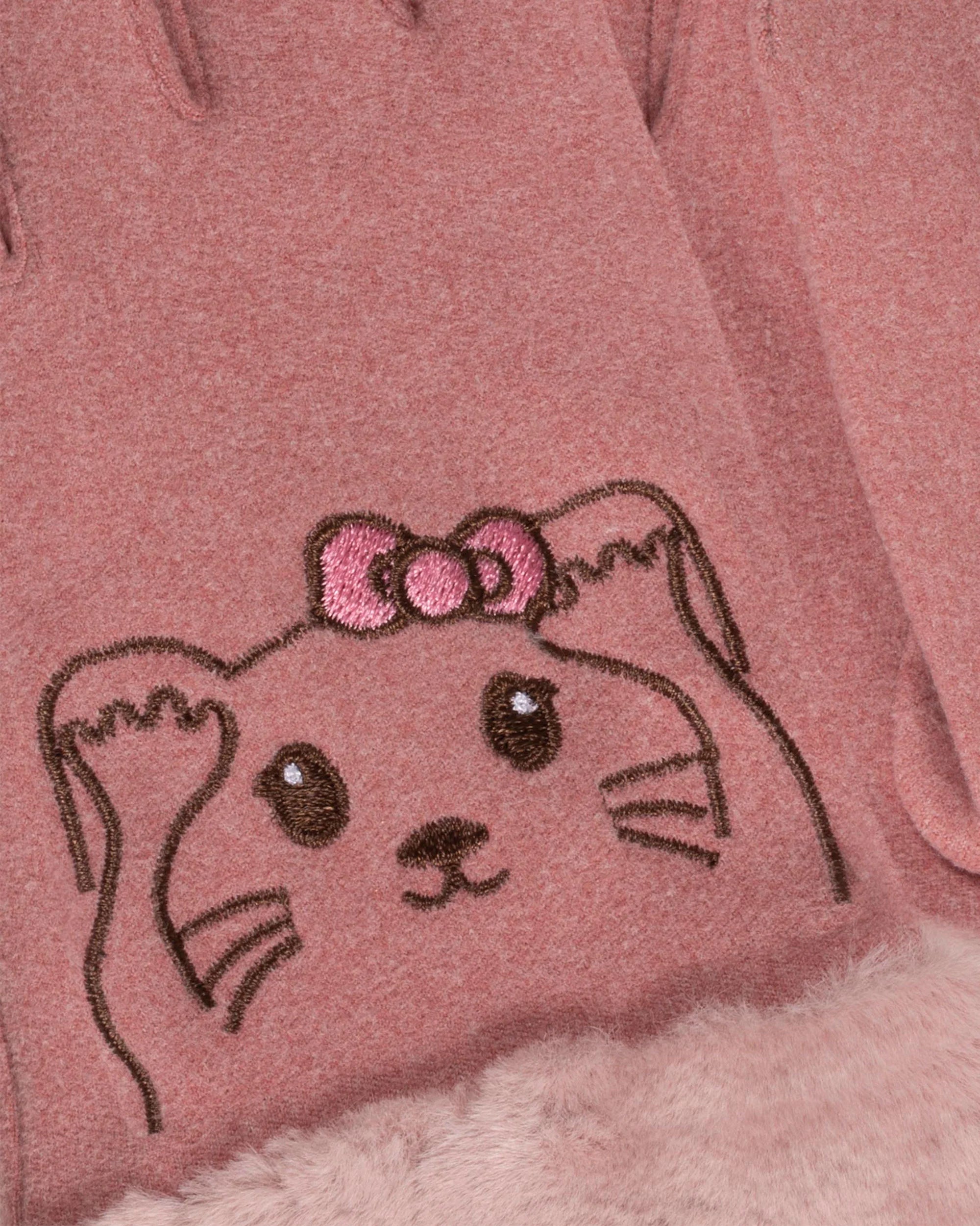 isotoner-gants-fille-6-8-ans-rose-broderie-chat image 2