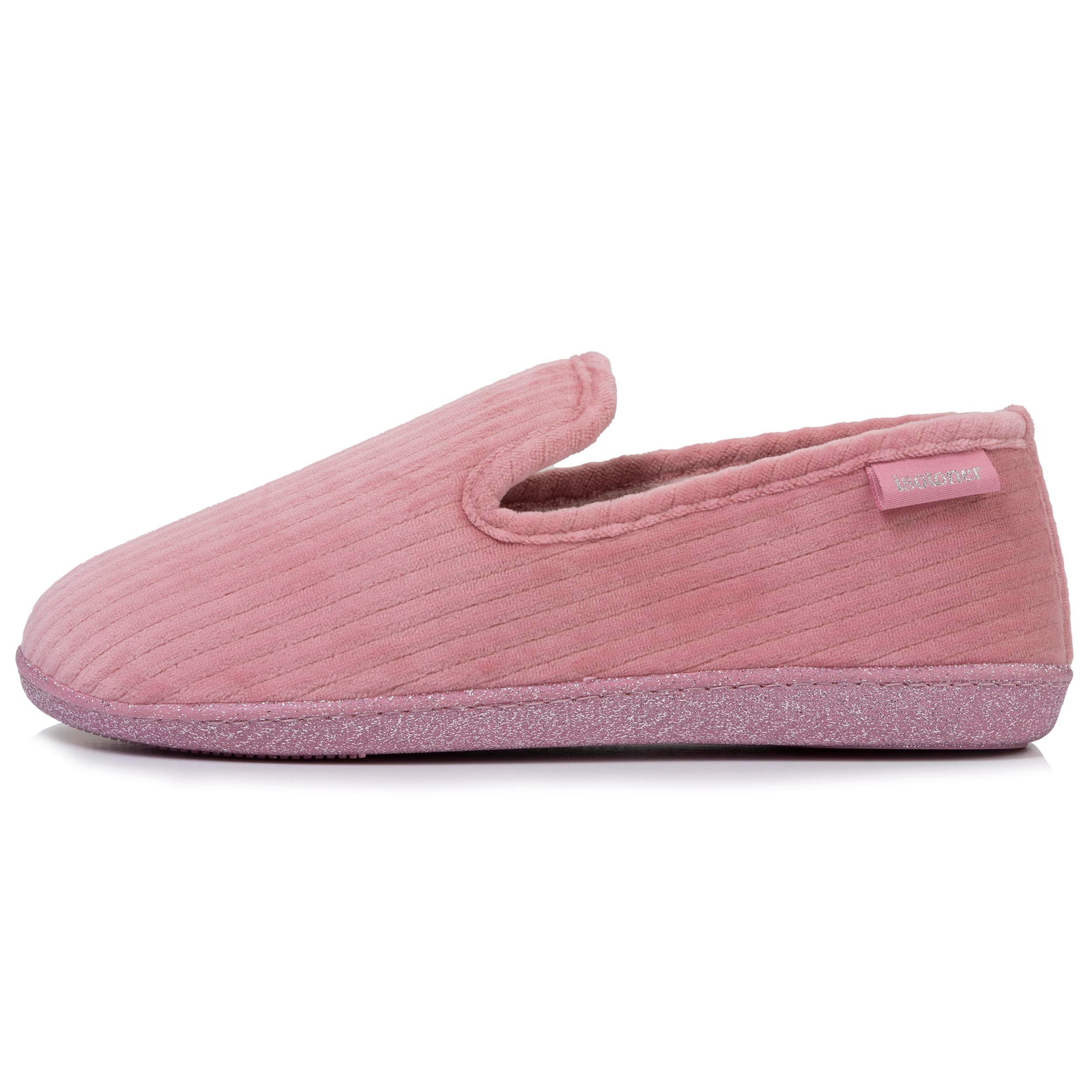 isotoner-charentaises-femme-rose-paillet-velours image 3