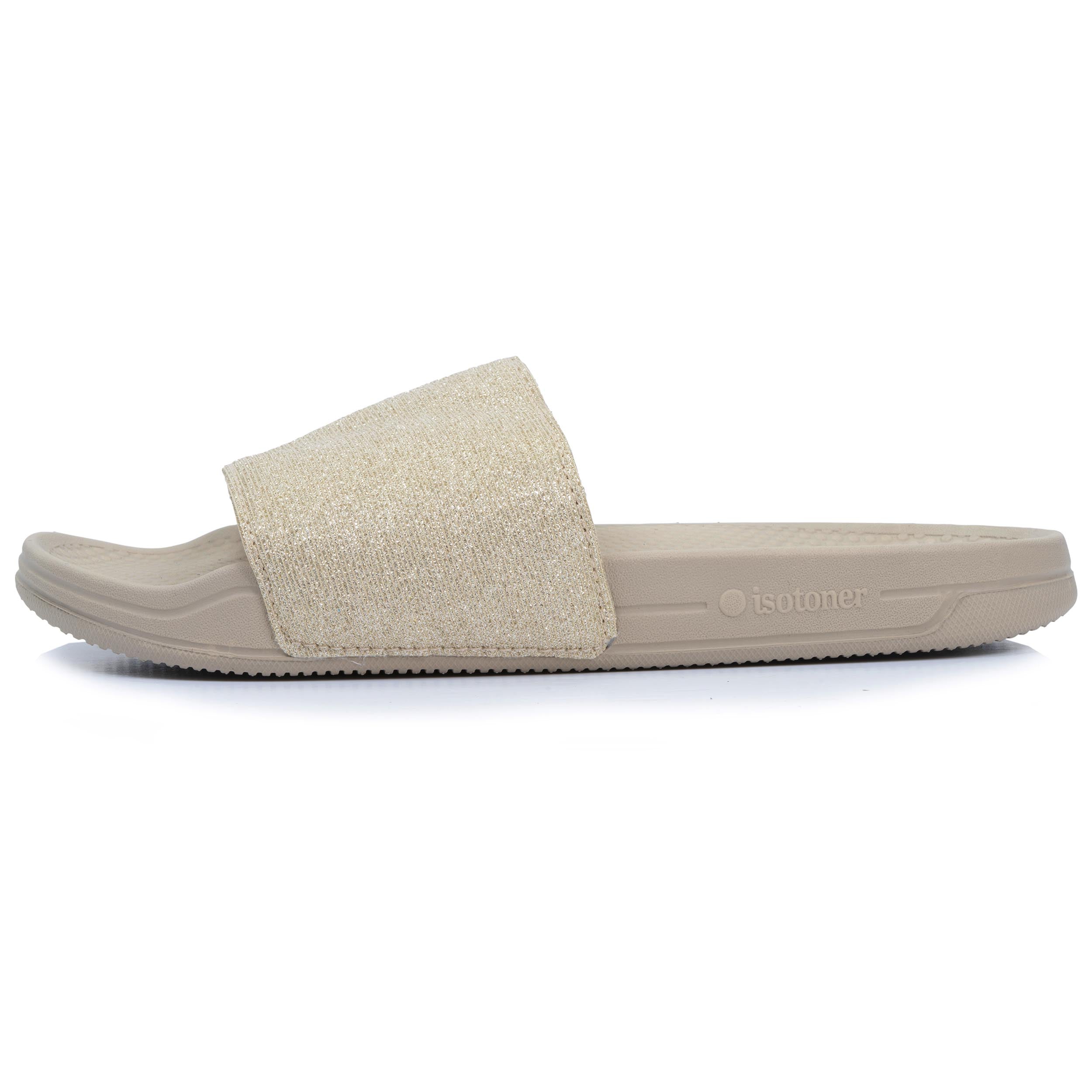 isotoner-mules-claquettes-femme-everywear-beige-paillet image 3