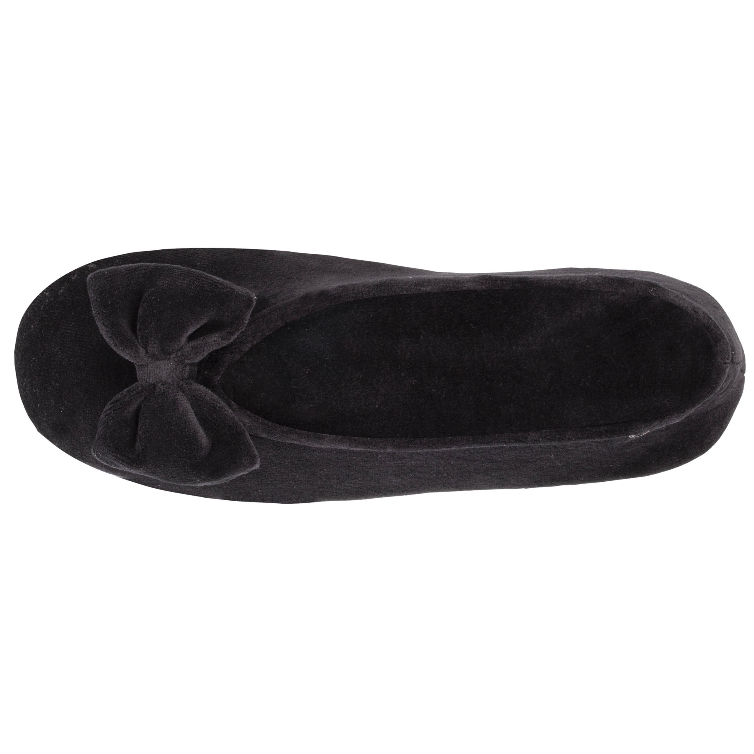 isotoner-chaussons-ballerines-femme-grand-n-ud-noir-coton-bio image 3