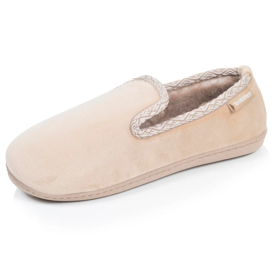 isotoner-chaussons-charentaises-femme-beige-fourr-s image 1