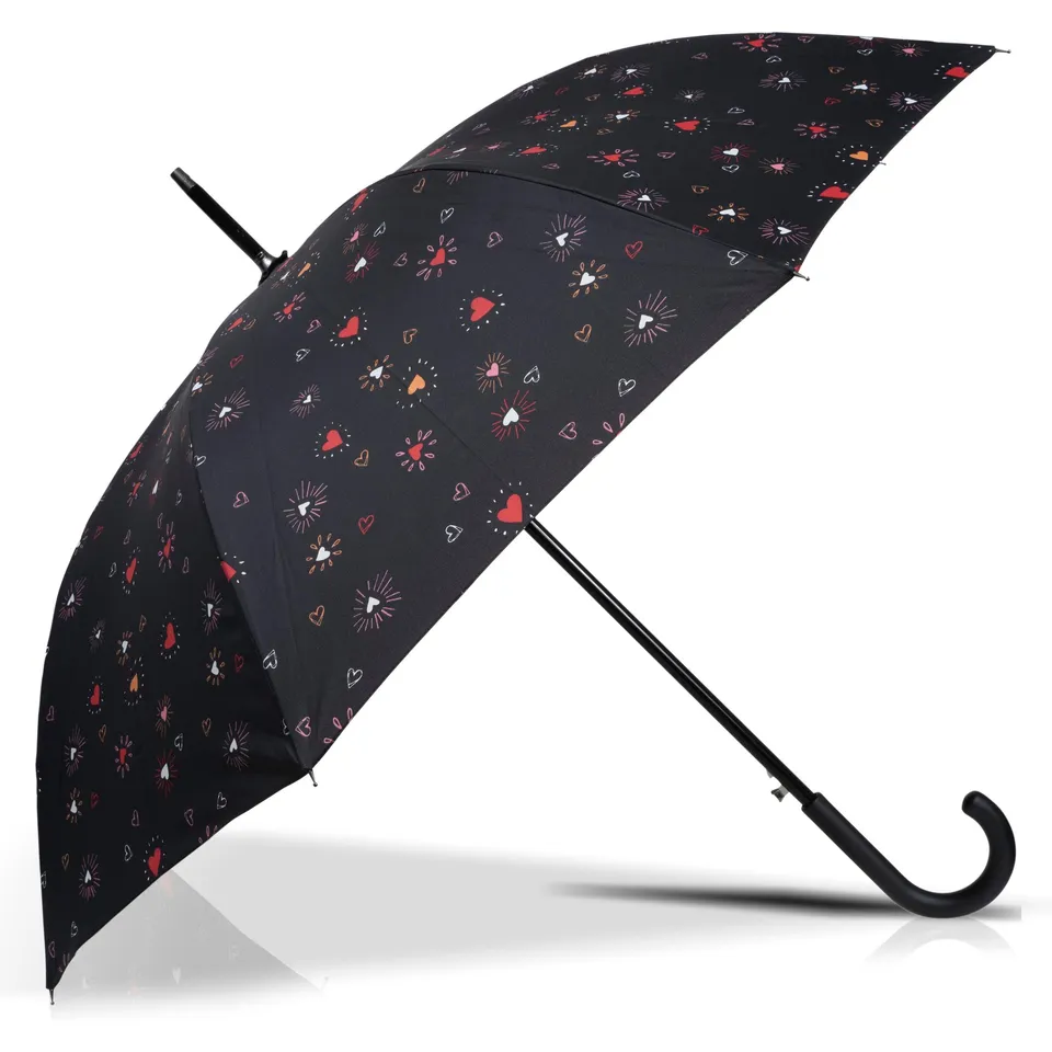 isotoner-parapluie-canne-auto-c-ur-rouge-femme image 1