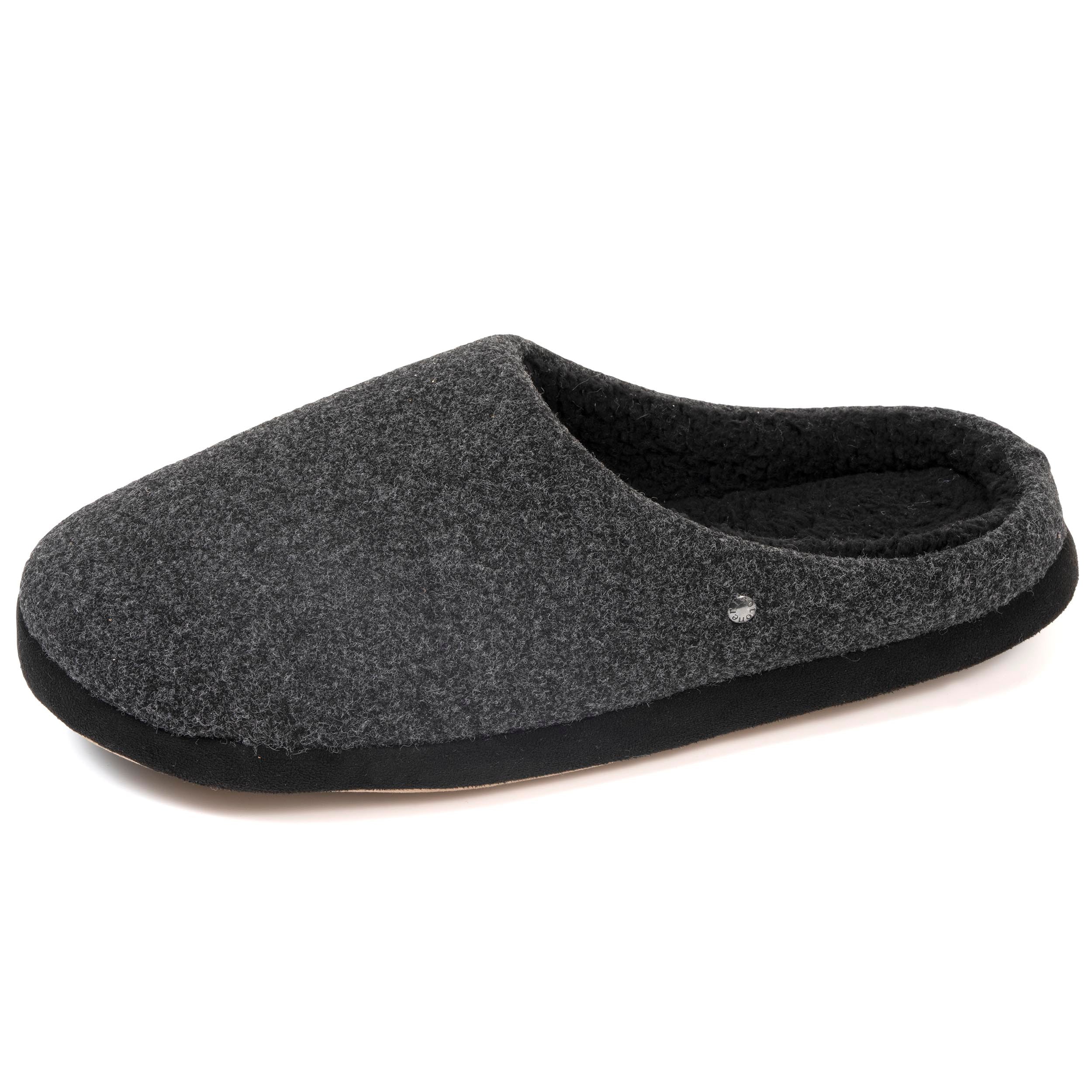 isotoner-chaussons-mules-homme-noir-feutrine-chin-e image 1