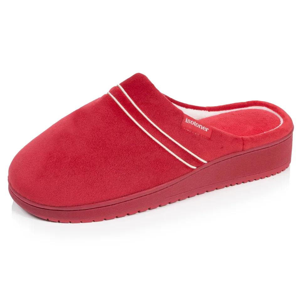 isotoner-chaussons-mules-talon-femme-rouge-3-7-cm image 1