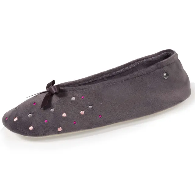 isotoner-chaussons-ballerines-femme-pois-brod-s image 1