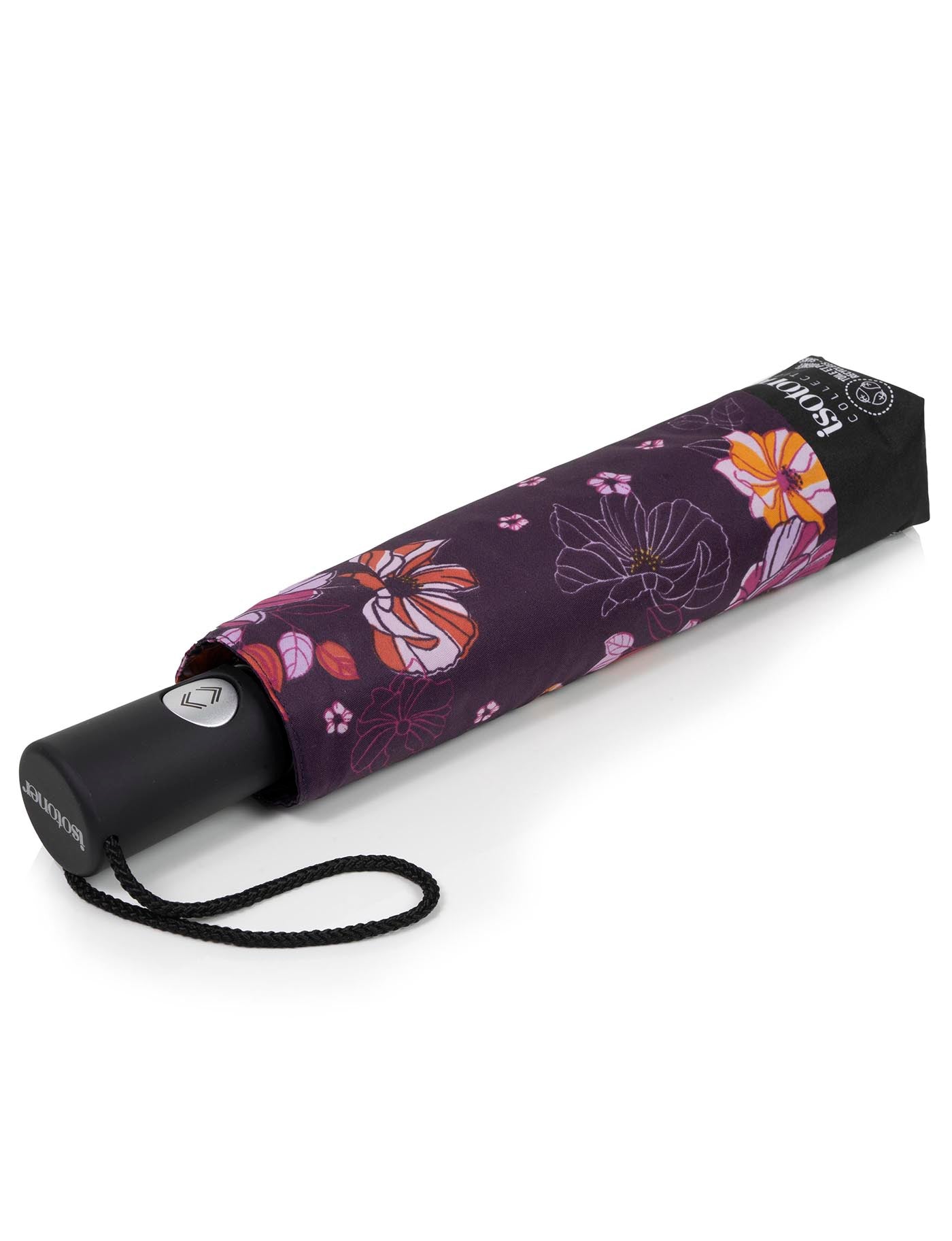 isotoner-parapluie-auto-fleurs-aubergine-compact-premium image 6