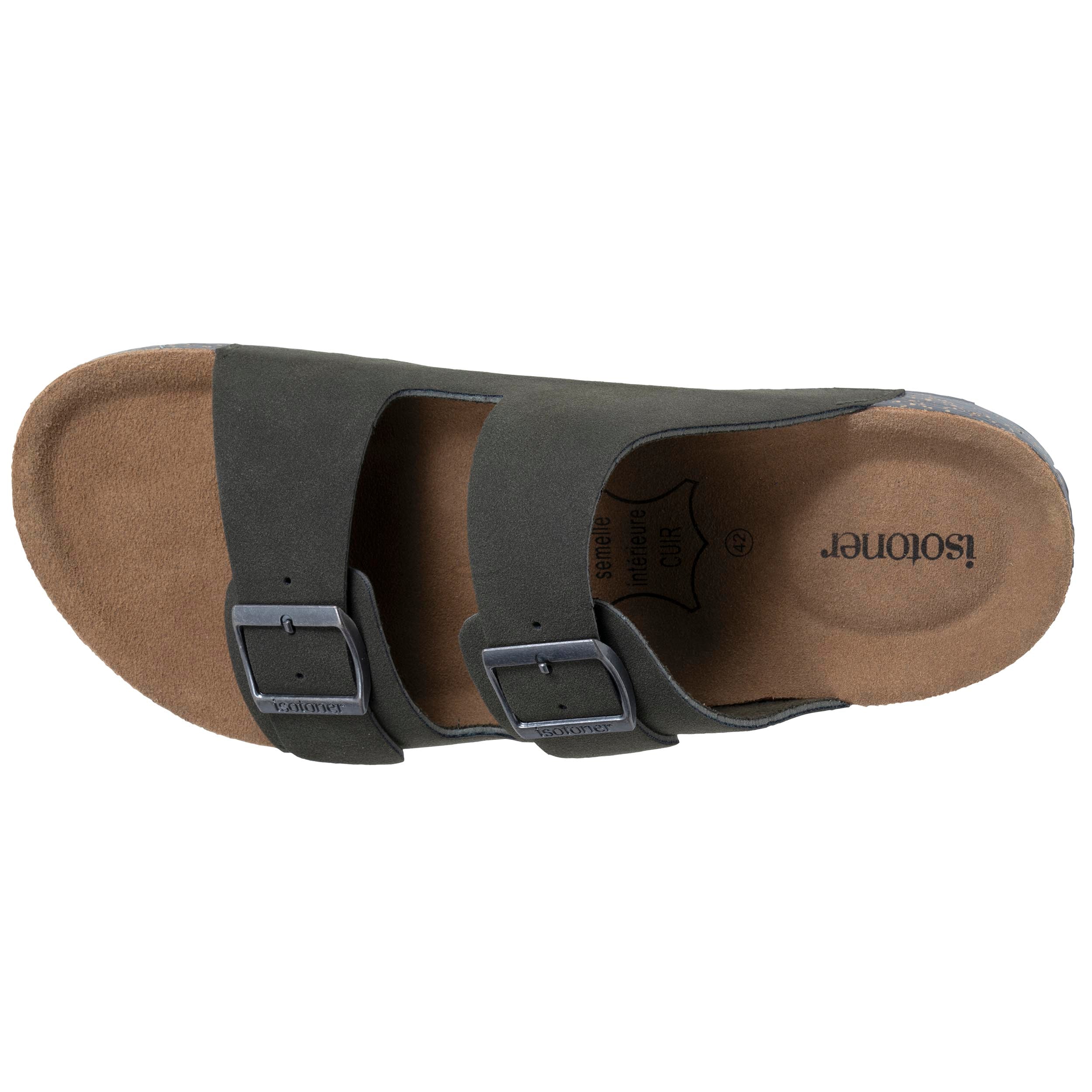isotoner-mules-sandales-homme-double-bride-kaki-everywear image 3