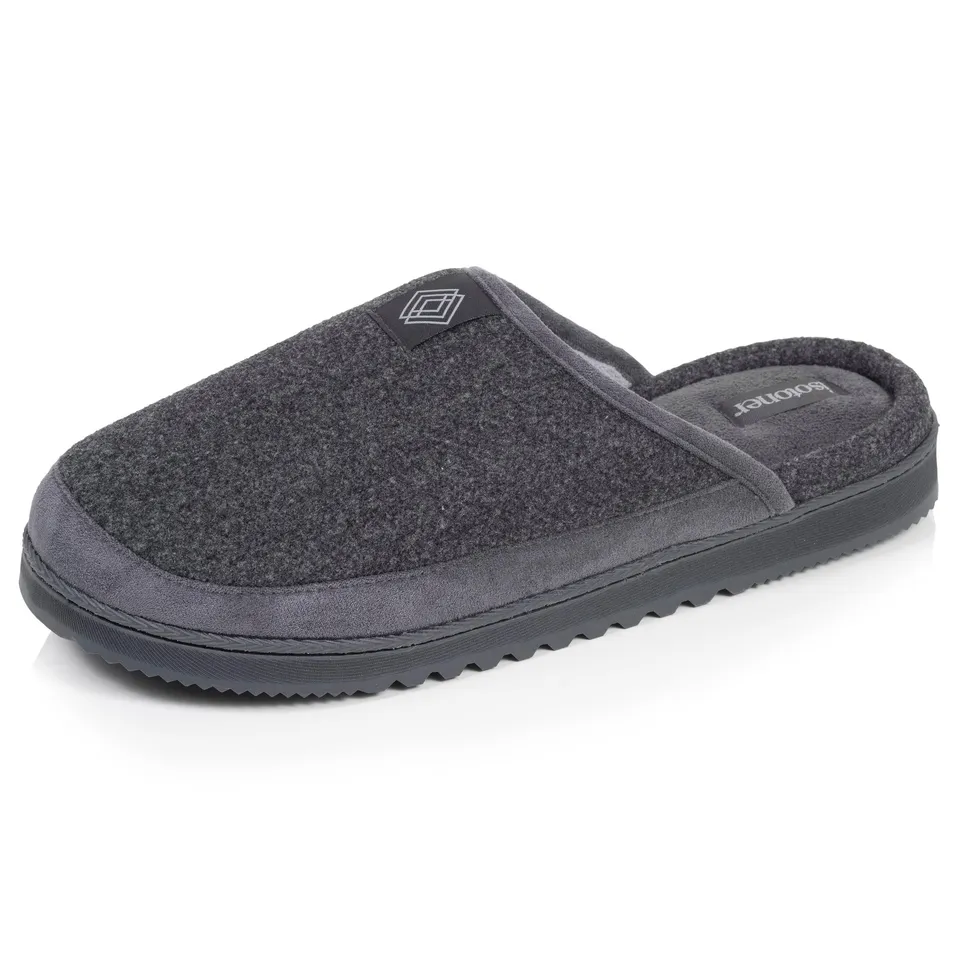 isotoner-chaussons-mules-homme-gris-semelle-crant-e image 1