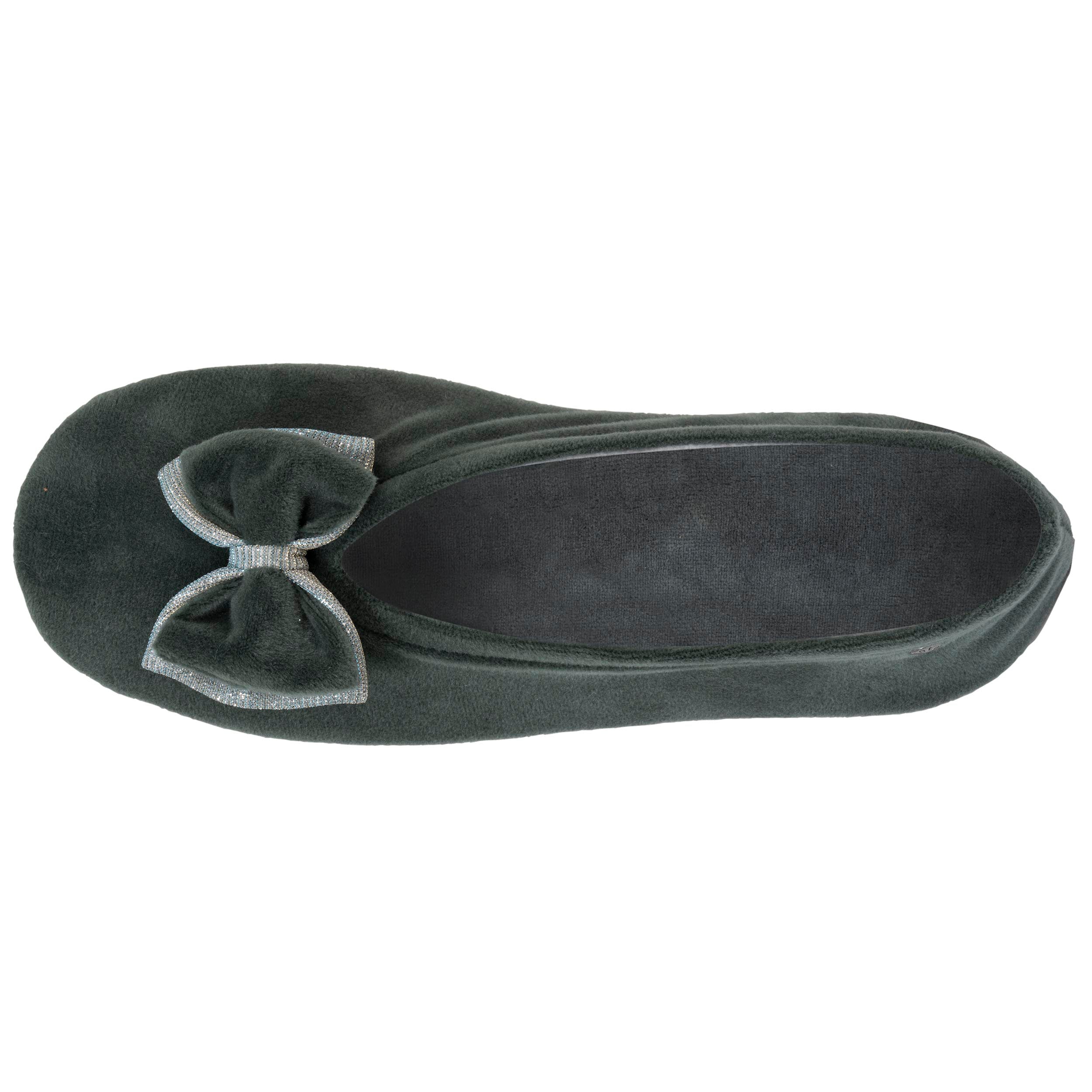 isotoner-chaussons-ballerines-femme-double-n-ud-sauge image 3